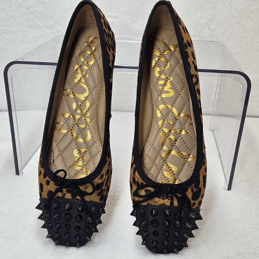 Sam Edelman Monet Leopard Studded Cap Toe Flats Real Cow Hair 6M NIB